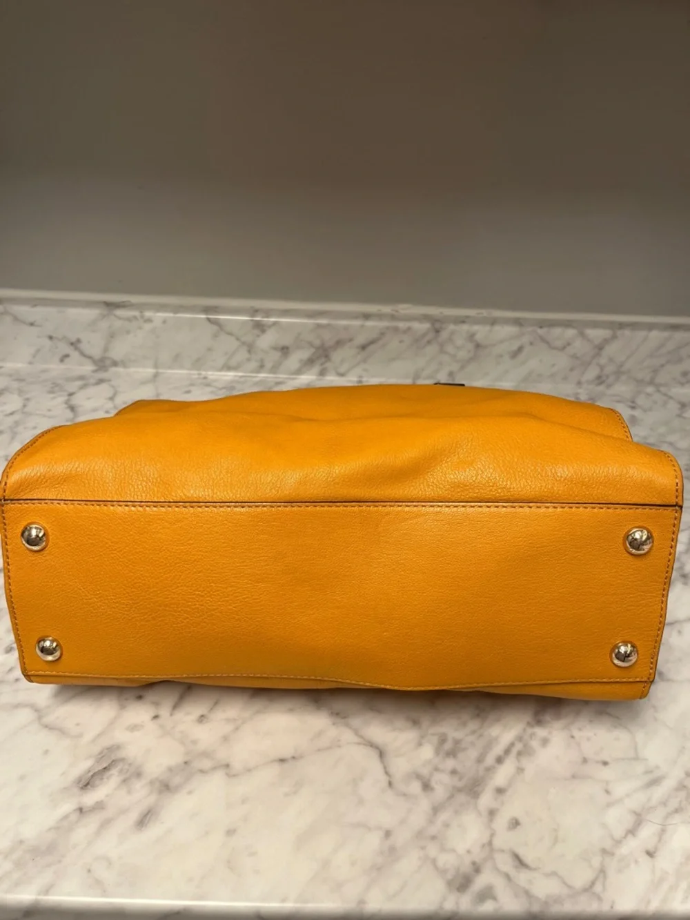 Michael Kors Mustard Yellow Pebbled Leather Tote with Gold Hardware - Picture 4 of 5